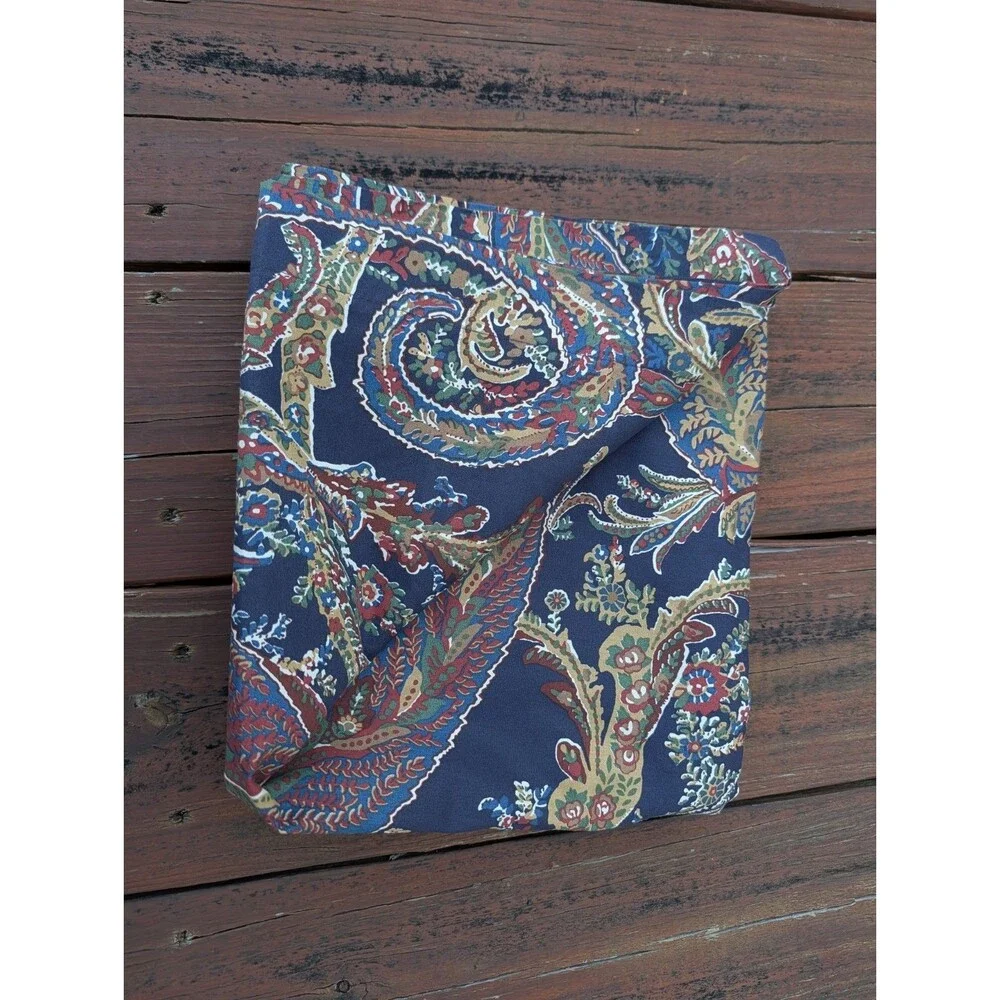 Vintage Royal Blue Paisley RALPH LAUREN King Size Pillow Sham 100% Cotton EUC